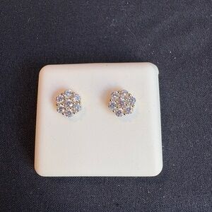 Elegant Silver Floral Stud Earrings